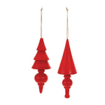 Wood Pine Tree Finial Ornament (Set of 12)