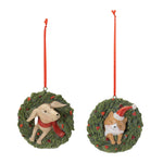 Cat & Dog Christmas Wreath Ornament (Set of 4)