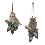 Rustic Cardinal and Owl Tree Ornament Set