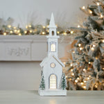 Christmas Religious Village Decor – LED Wooden Church – 24