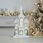 Christmas Church Tabletop Decor – Lighted Wood Style – 22.25