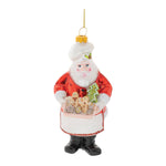 Festive Glass Santa Baker Ornaments with Glitter Accents (Set of 6)