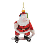 Santa on Skateboard Glass Ornaments (Set of 6), 5.5