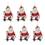 Glass Santa on Skateboard Christmas Ornaments (Set of 6), 5.5