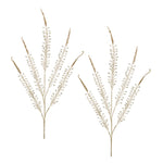Christmas Beaded Fern Spray (Set of 2) – Gold Decorative Stem – 34.5
