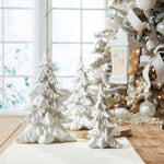 Christmas Decorative Tree Set – Glittered White Pines (Set of 3) – By Melrose