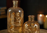 foliage etched vase