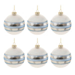 Glam Blue Glass Ball Ornaments – Silver Accented Holiday Decor