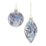 Abstract Glass Christmas Ornaments – Blue White Mixed Shapes