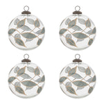 Green Glass Christmas Ornaments – Leaf Motif Ball Set