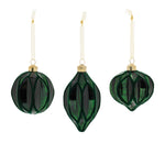 Luxurious Green Glass Ornaments – Ribbed Velvet Finish