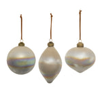 Beige Gray Christmas Ornaments – Farmhouse Glass Accent S