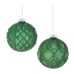 Christmas Tree Glass Ball Ornament Glitter Frosted Green 3 Inch Height Set of 12 by Melrose