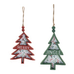 Tree-Shaped Holiday Ornaments – Red Green White Decor