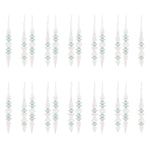 Glam Blue Holiday Tree Ornaments Glass Drop Set