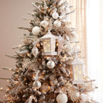 LED snowflake lantern white wood christmas accent