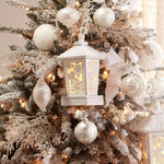 Wooden LED lantern winter holiday tabletop decor