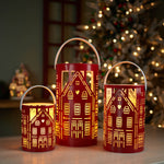 Farmhouse Metal House Christmas Lanterns