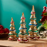 Holiday Mercury Glass Pine Tree Trio Assorted Sizes for Mantle Decor