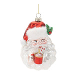 Glass Santa w/Hot Cocoa Ornaments Set of 6