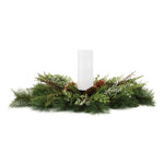 Pine and pinecone candle holder holiday centerpiece