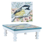 Painted bird artwork floral pedestal trays decorative wood set