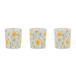 Glass Votive Candle Holder Set – Floral Design Yellow Green – 3 in Height – Home Accent by Melrose