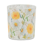 Set of 3 Floral Glass Votive Candle Holders – Yellow Green – 3 in Height by Melrose