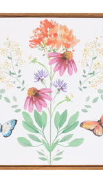 Colorful floral butterfly bee framed wall art