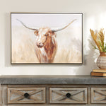Western style framed longhorn cattle art