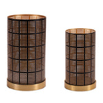 Black and Gold Punched Metal Candle Holders Set of 2