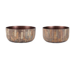 Wooden Bowl Planter Set for Indoor Plants