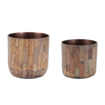 Mango Wood Planters with Metal Accent