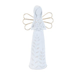 Angel Figurines – White-Washed Finish – 9 Inches Height – Tabletop Accent – by Melrose