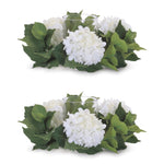White Faux Hydrangea Candle Rings with Glass