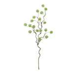 Decorative faux snowball floral stems close up
