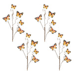 Set of 4 Lifelike Orange Black Butterfly Twigs for Vases or Wreaths