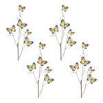 Set of 4 Lifelike Yellow Blue Butterfly Twigs for Vases or Wreaths