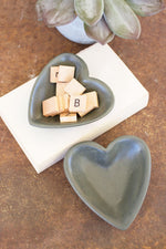 4 inch grey stone heart-shaped dish