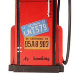 Retro Red Gas Pump Model – Clock-Inspired Iron Décor – 21in Height
