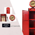 Red Iron Gas Pump Replica – Decorative Vintage Clock Model – 21in Height