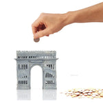 Paris Arc Coin Bank – Iron Landmark Savings Box with Rubber Plug Base, 7 inch