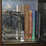 1870 Bicycle Bookend – Handcrafted Iron High Wheeler for Desk or Shelf, 8.5 inch