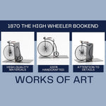 1870 Style Bookend – Iron High Wheeler Bike Design for Office Decor, 8.5 inch