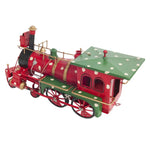 Handmade Metal Christmas Train – Vintage Red Model for Festive Décor
