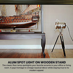 Vintage Style Alum Spot Light – 29 Inch Height – Wooden Stand Floor Lamp