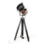 Alum/Steel Spot Light Wood Stand – 65.5 Inch Height – Textured Glass Floor Lamp