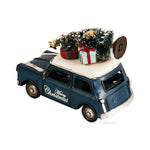 Vintage Mini Cooper Christmas Car Models – Handmade Iron Holiday Decor Set of 2 – 4 Inch