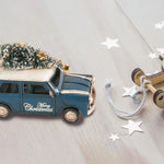 Handmade Vintage Christmas Car Models – 1960s Mini Cooper Set of 2 – 4 Inch