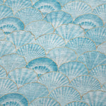 Patterned fabric with blue and gold fan-like design
